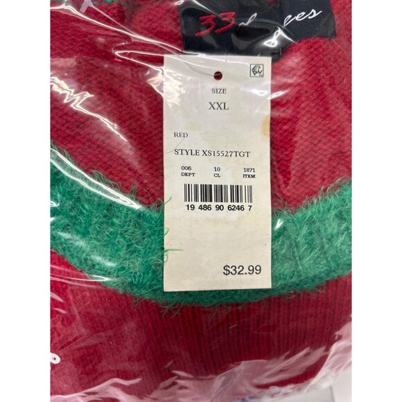 33 Degrees Llama Ugly Christmas Sweater XXL Red & Green Acrylic/Polyester - Picture 10 of 12